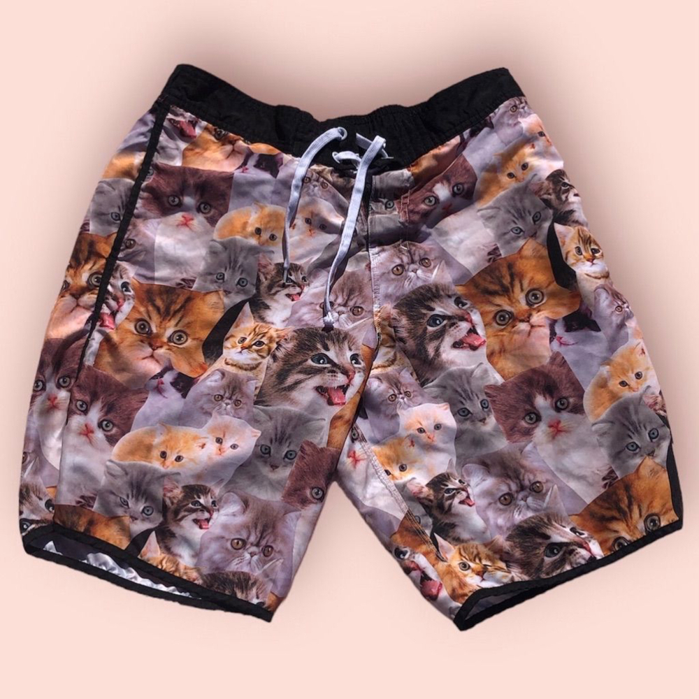 Men's Bioworld Cat Pattern Swim Trunks